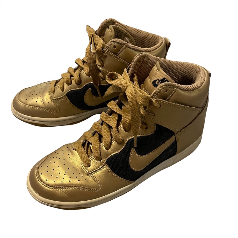 Nike Womens gold and black glitter high tops